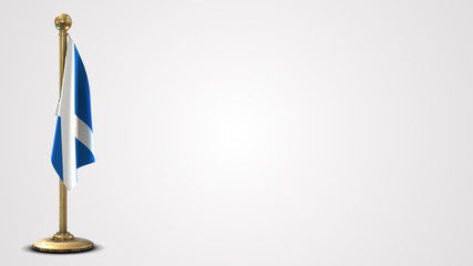 Scotland realistic 3D flag illustration on golden flagpole.