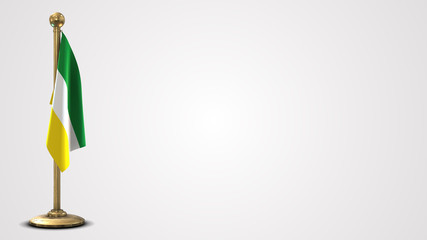 Sucumbios realistic 3D flag illustration on golden flagpole.