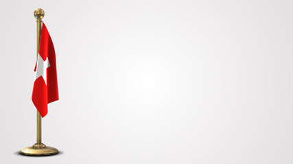 Switzerland realistic 3D flag illustration on golden flagpole.