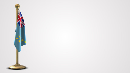 Tuvalu realistic 3D flag illustration on golden flagpole.