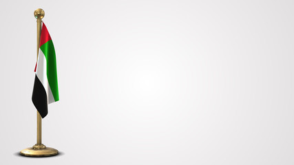 United Arab Emirates realistic 3D flag illustration on golden flagpole.