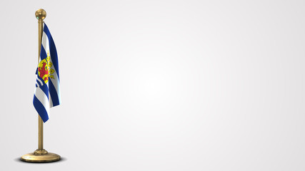 Zeeland realistic 3D flag illustration on golden flagpole.