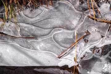 Frost and ice form and begin to cover the surrounding grasses, creating interesting textures in...
