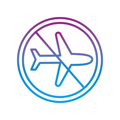 Airplane with fobidden symbol gradient line style icon vector design