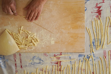 mparrettate  pasta fatta in casa in Calabria, home made food italian style