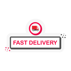 Flat label with FAST DELIVERY speech bubble. 3D label for business, marketing and advertising on white background. Vector