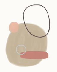 Abstract organic shapes neutral colors art hand drawn painting illustration