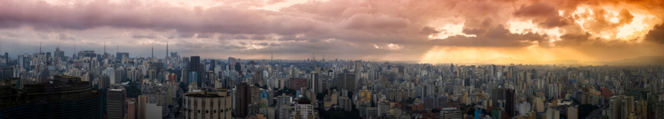 Fototapeta na wymiar Sao Paulo skyline at sunset panorama