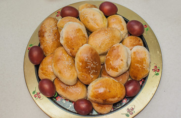 
close-up of homemade cakes on a metal tray,homemade cakes on a large tray