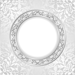white background with vintage pattern and decorative frame