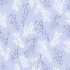 Seamless pattern with snowy fir branches.
