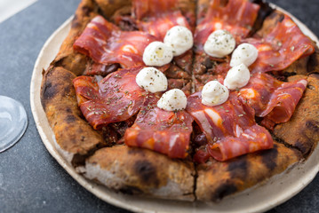 Whole Wheat Pizza with Spicy Salami Sausage and Cheese