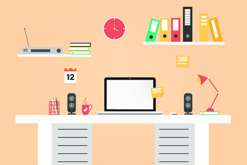 Office vector illustration working from home