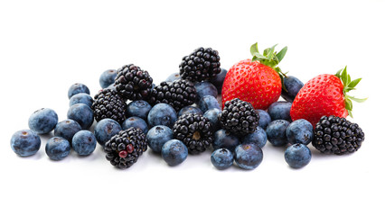 Berries Strawberries, blackberries and blueberries. Isolate on white background