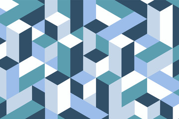 Abstract geometric background with colorful 3d cubes and bricks. Vector.