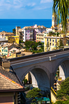 Bogliasco, Italy - August 19, 2019: Picturesque resort Bogliasco on Ligurian seashore near Genoa in Liguria, Italy