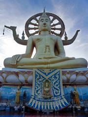 12 metre tall big buddha in wat phra yai, on koh samui, thailand