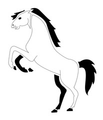 Caballo a dos patas, relinchando. Yegua. Potro. Potrillo.