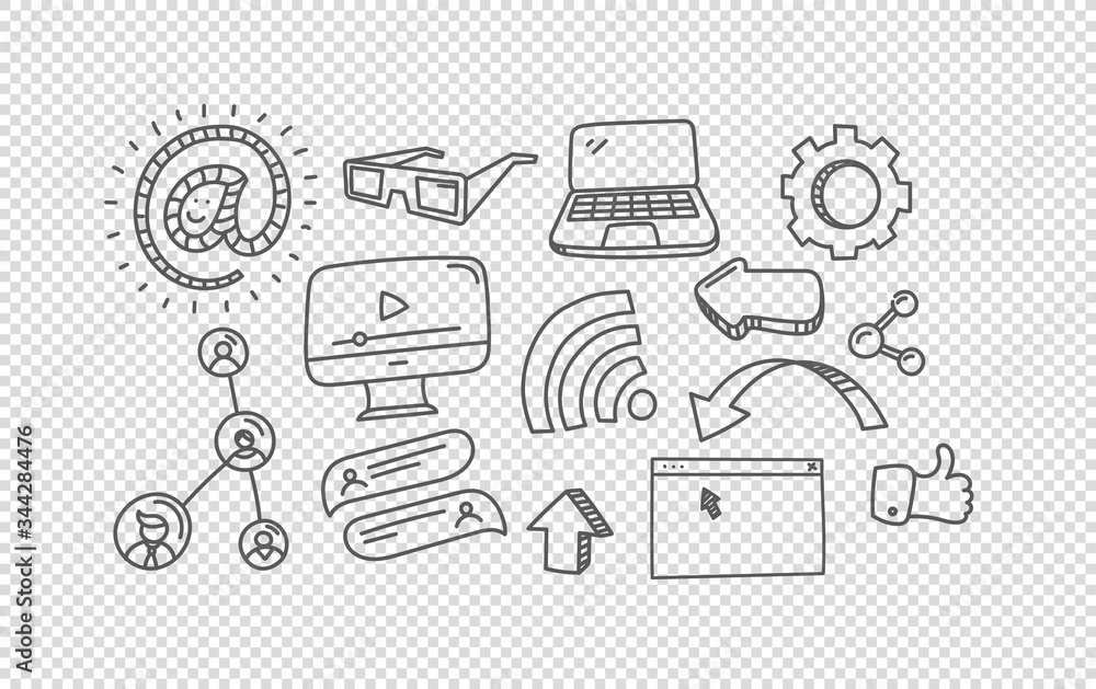 Poster vector hand drawn doodle style elements isolated on transparent background. web elements