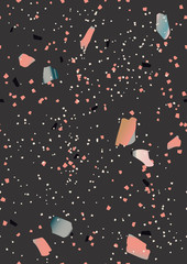 Terrazzo veneziano seamless pattern. Marble. Hand crafted and unique patterns repeating background. Granite textured shapes in vibrant colors
