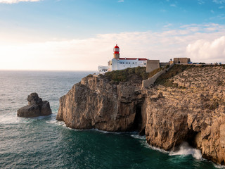 Fototapeta na wymiar Lighthouse on the cape san Vicente. Sagres, Portugal.