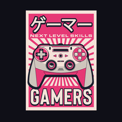 video game design, joystick illustration, tee shirt graphics, gamers typography © andre