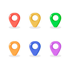 Set of colored icons of map markers