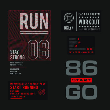 vector sport run typography tee shirt graphics
