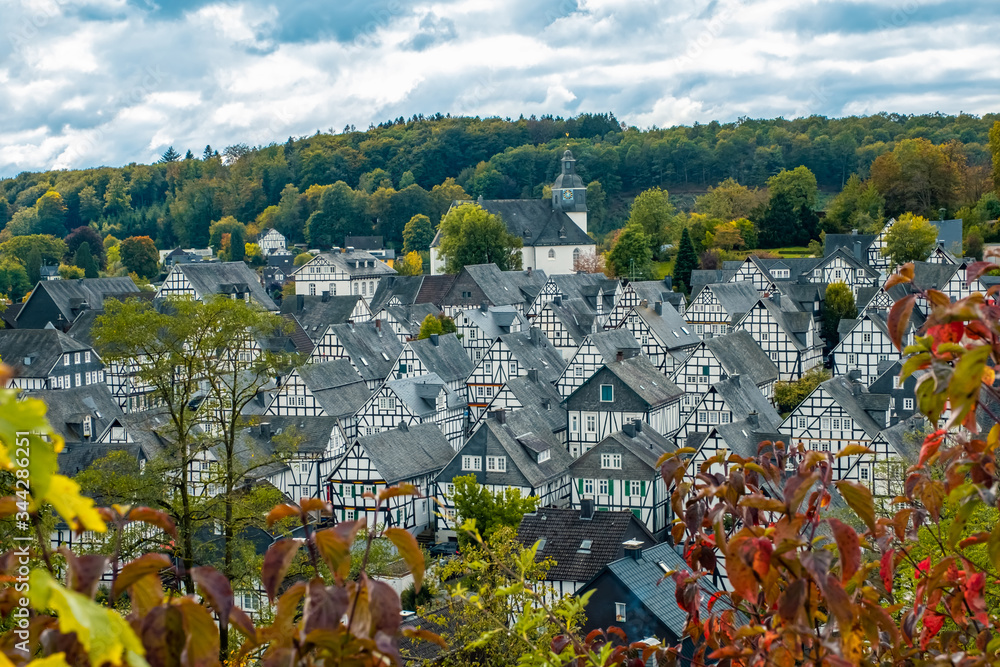 Wall mural view of the old, beautiful city of freudenberg