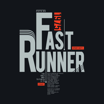 run sport illustration, vector, tee shirt graphics, fast runner typography