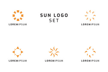 Sun logo icon set. Vector illustration. Simple flat design
