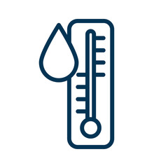 Thermometer temperature measure water with blob liquids. Line style vector illustration design. Tool with drop blood or gout. Humidity indicator. Editable stroke.