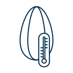 Storage conditions at degrees. Roasting temperature of sunflower seeds. Thermometer and grain.Vector web outline thin line illustration on white background with editable stroke