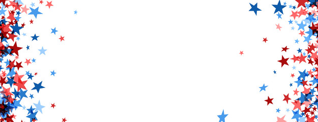 American stars confetti white background.