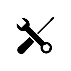 Wrench and screwdriver, repair icon, logo isolated on white background