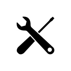 Wrench and screwdriver, repair icon, logo isolated on white background
