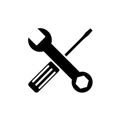 Wrench and screwdriver, repair icon, logo isolated on white background