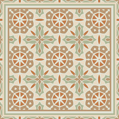 Trendy bright color seamless pattern in beige and green for decoration, paper wallpaper, tiles, textiles, neckerchief, pillows. Home decor, interior design, cloth design. Art frame.