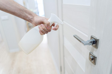 door handle disinfection, spray, sanitizer  