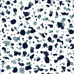 Fototapeta na wymiar Terrazzo vector seamless pattern. Modern chaotic mosaic pieces on white background. Irregular shapes abstract backdrop. Granite fragments, marble texture for tile, textile, print