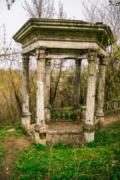 
Old abandoned altanka gazebo in the forest
