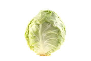 head of organic cabbage on a white background, isolated