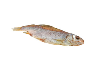 Dried fish on a white background, isolated. View from above.