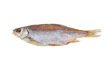 Dried fish on a white background, isolated. View from above.
