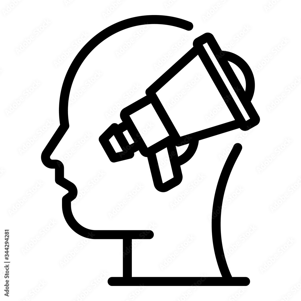 Aufkleber megaphone head idea icon. outline megaphone head idea vector icon for web design isolated on white b