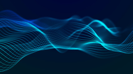 Naklejka premium Digital technology background. Abstract background with a dynamic wave. 3d rendering