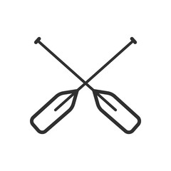 Paddle boat line icon on white background.