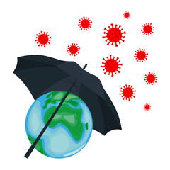 Protecting the planet Earth from coronavirus. Vector illustration