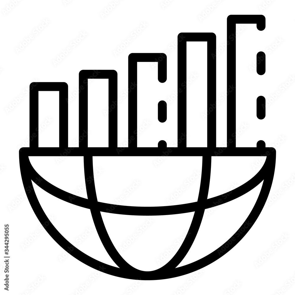 Poster global chart bars icon. outline global chart bars vector icon for web design isolated on white backg