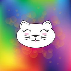 kawaii happy character cat. kitty print. gradient background